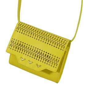 Stella and Dot Crossbody Clutch Handbag Purse Yellow Sidekick Cutout Eyelet